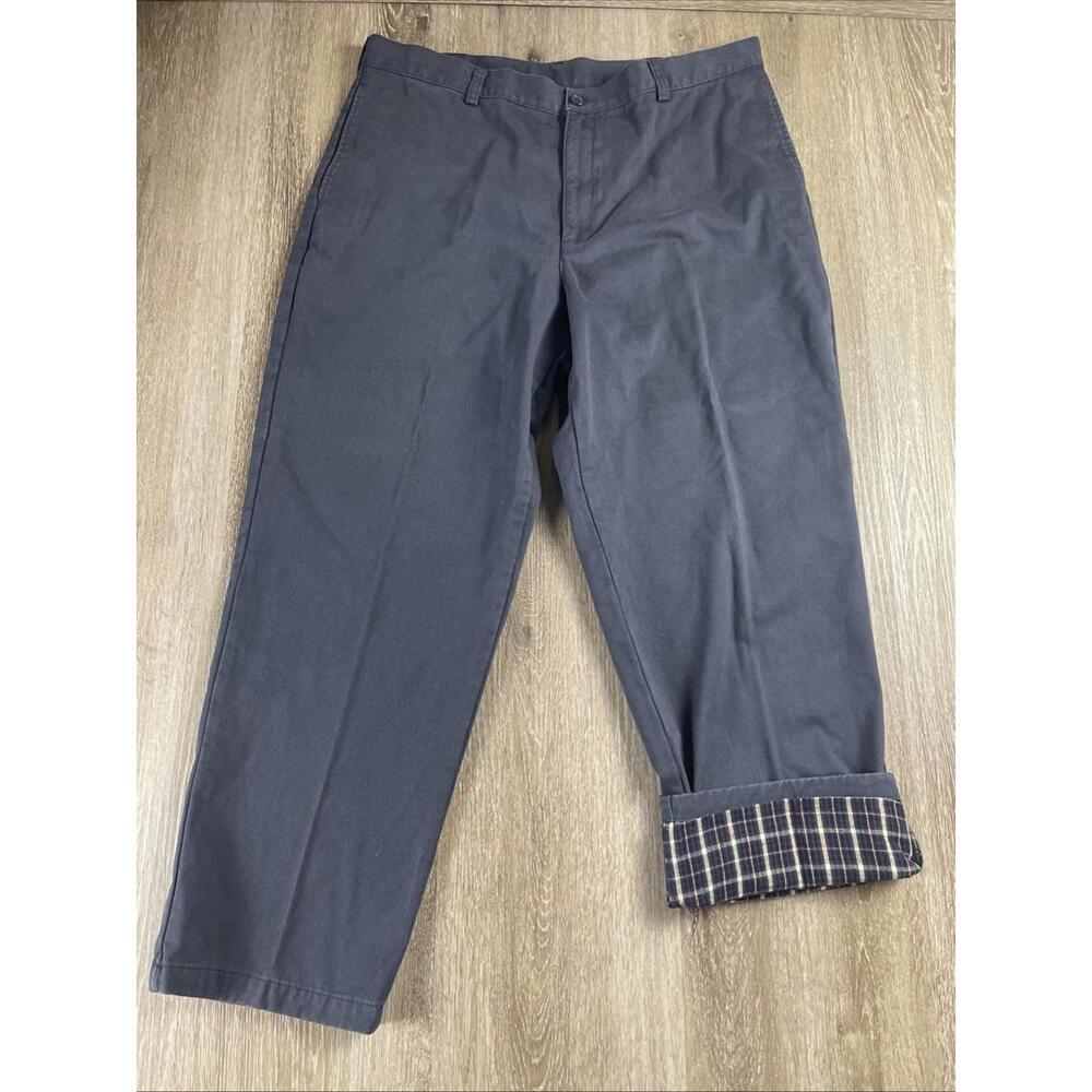 Vintage LL Bean Blanket Lined Chinos Natural Fit Pants Men's 38 X 30 Navy Blue